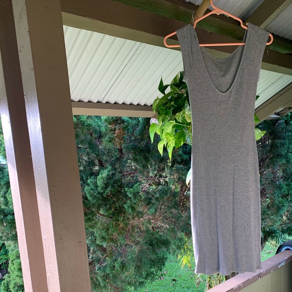 Heather Grey Ribbed Midi bodycon dress - Picture 2 of 2